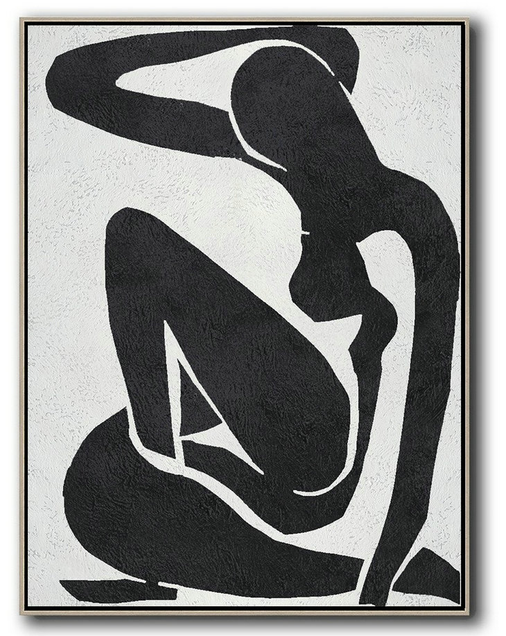 Handmade Painting Large Abstract Art,Black And White Minimal Painting On Canvas - Large Oil Canvas Art